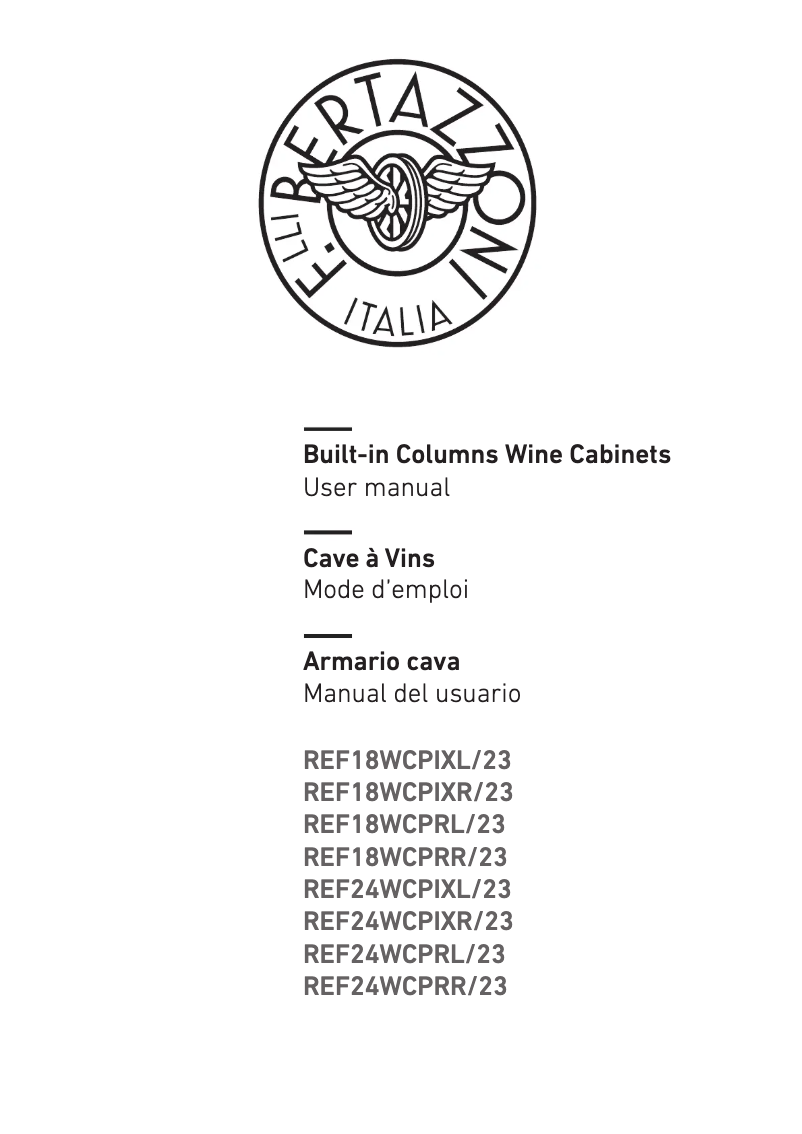 Página 1 del manual Manual de usuario Bertazzoni REF18WCPIXL