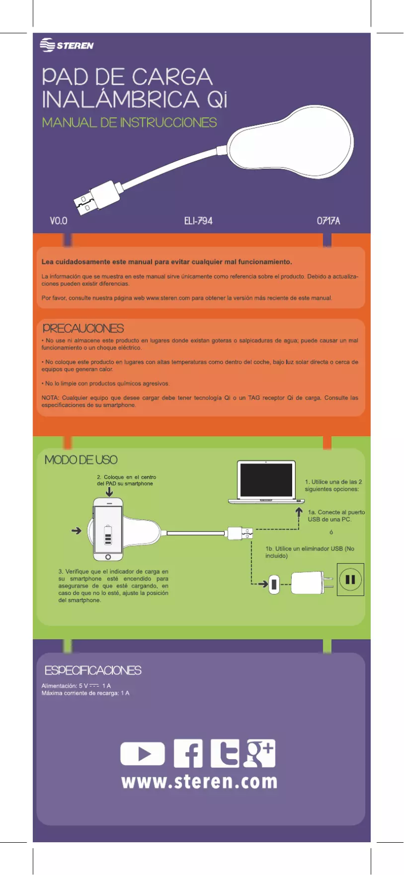 Imagen de la primera página del manual del dispositivo ELI-794