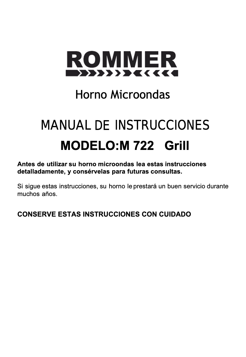 Imagen de la primera página del manual del dispositivo M 722 Grill