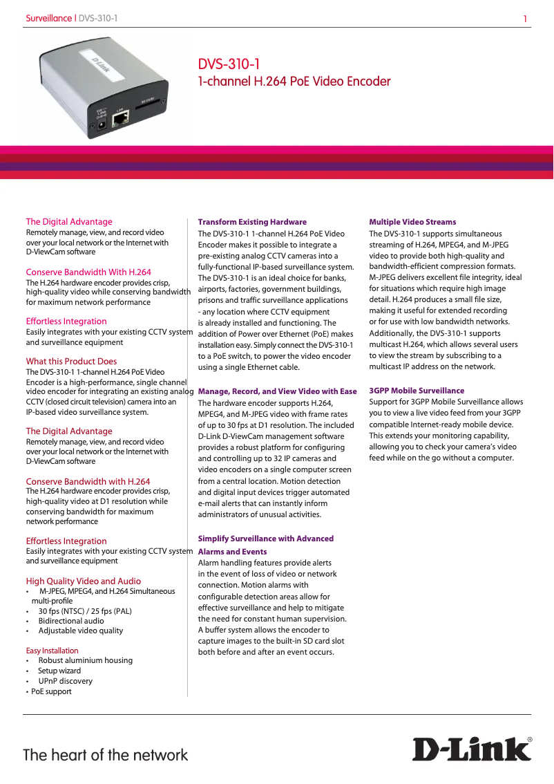 Imagen de la primera página del manual del dispositivo DVS-310-1