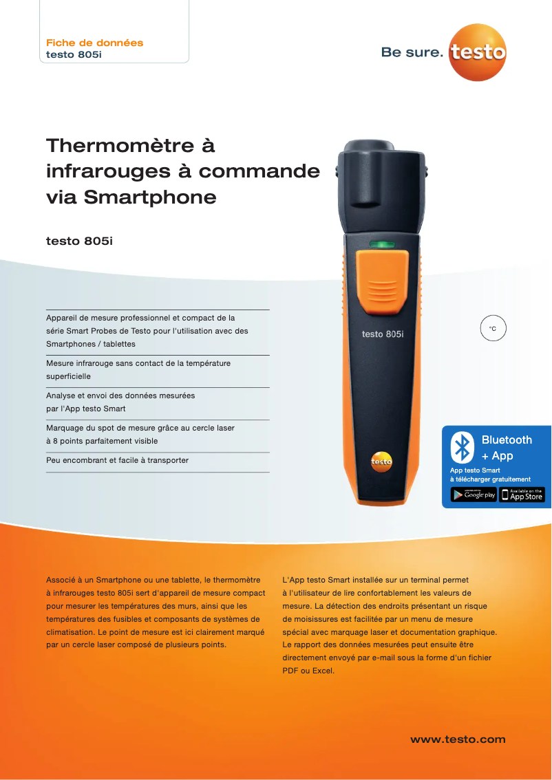 Página 1 del manual Ficha técnica Testo 805i