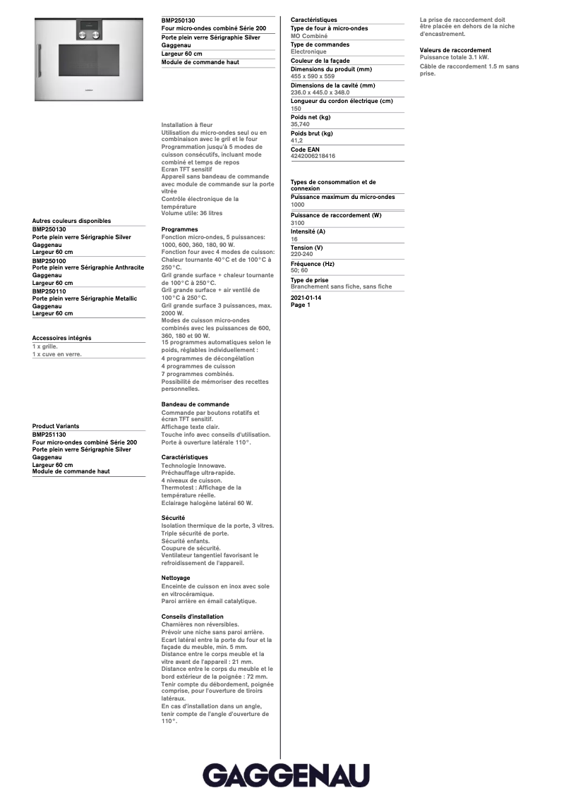 Imagen de la primera página del manual del dispositivo BMP250130