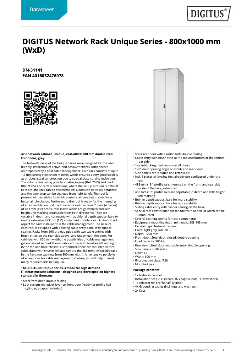 Página nº 1 - Ficha técnica Digitus DN-31141