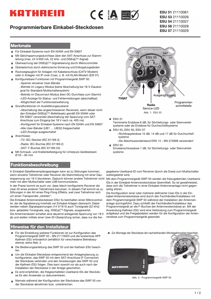 Imagen de la primera página del manual del dispositivo ESU 51