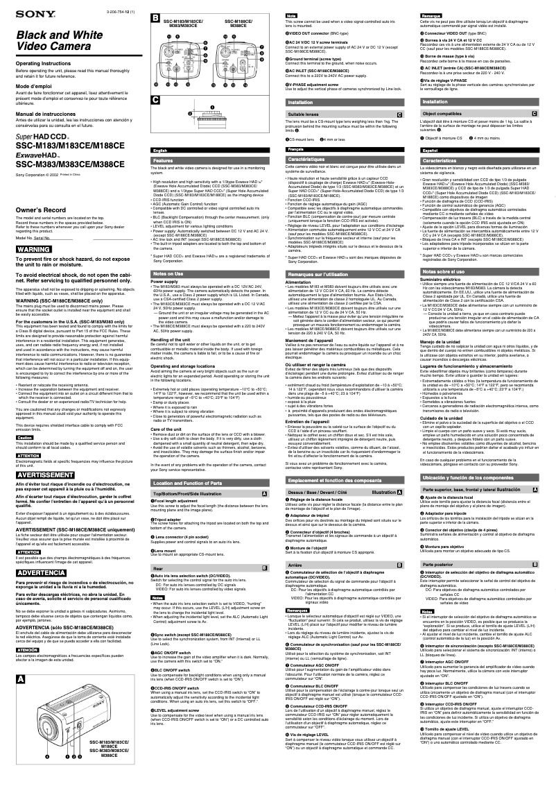 Página 1 del manual Manual de usuario Sony SSC-M383