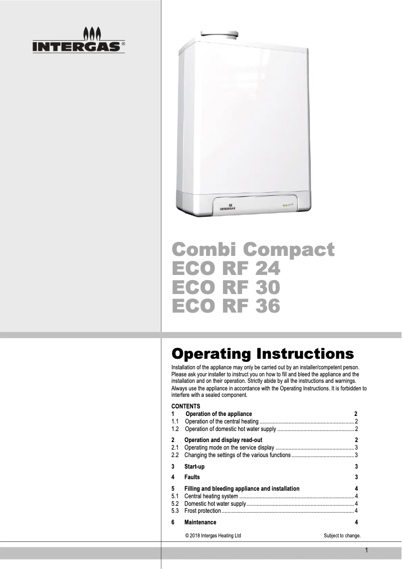 Imagen de la primera página del manual del dispositivo Combi Compact ECO RF 36