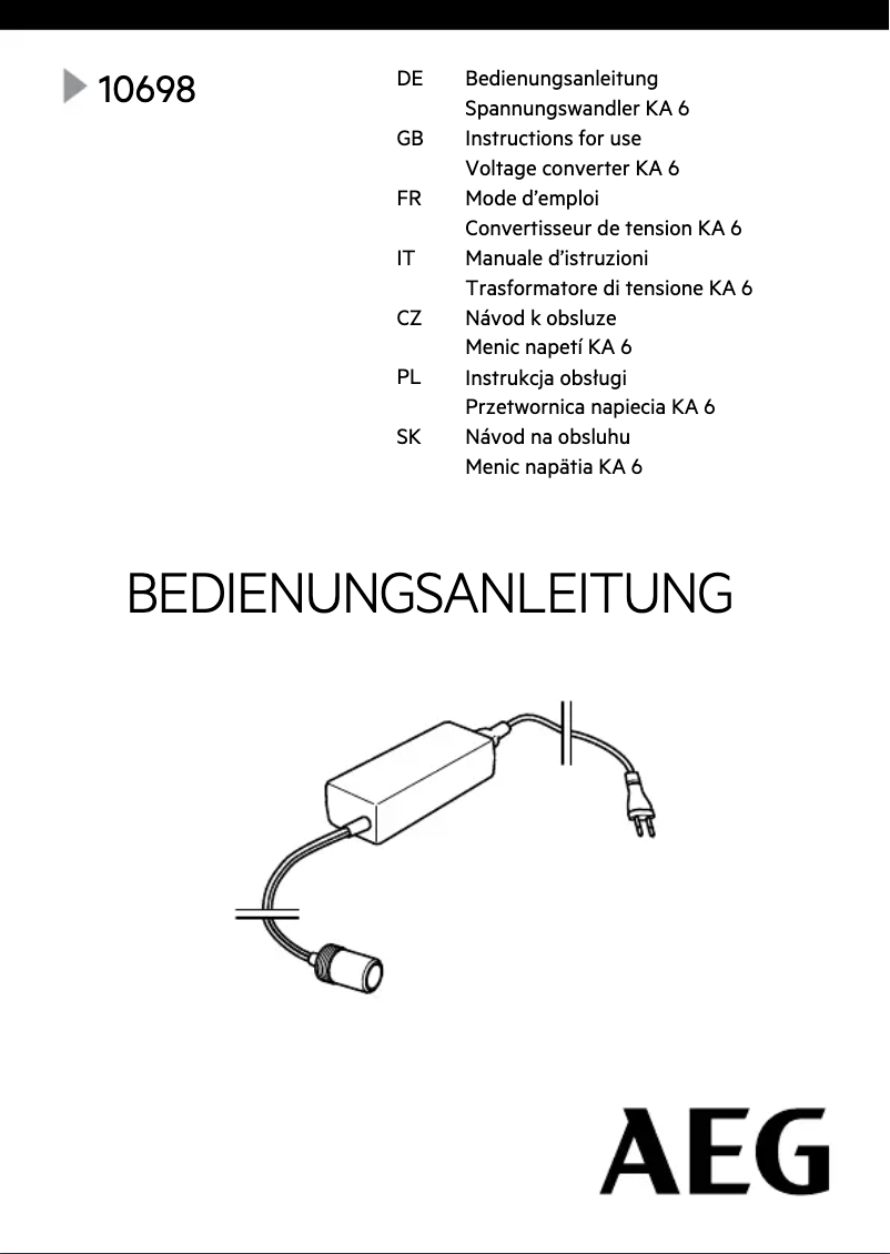 Imagen de la primera página del manual del dispositivo 10698