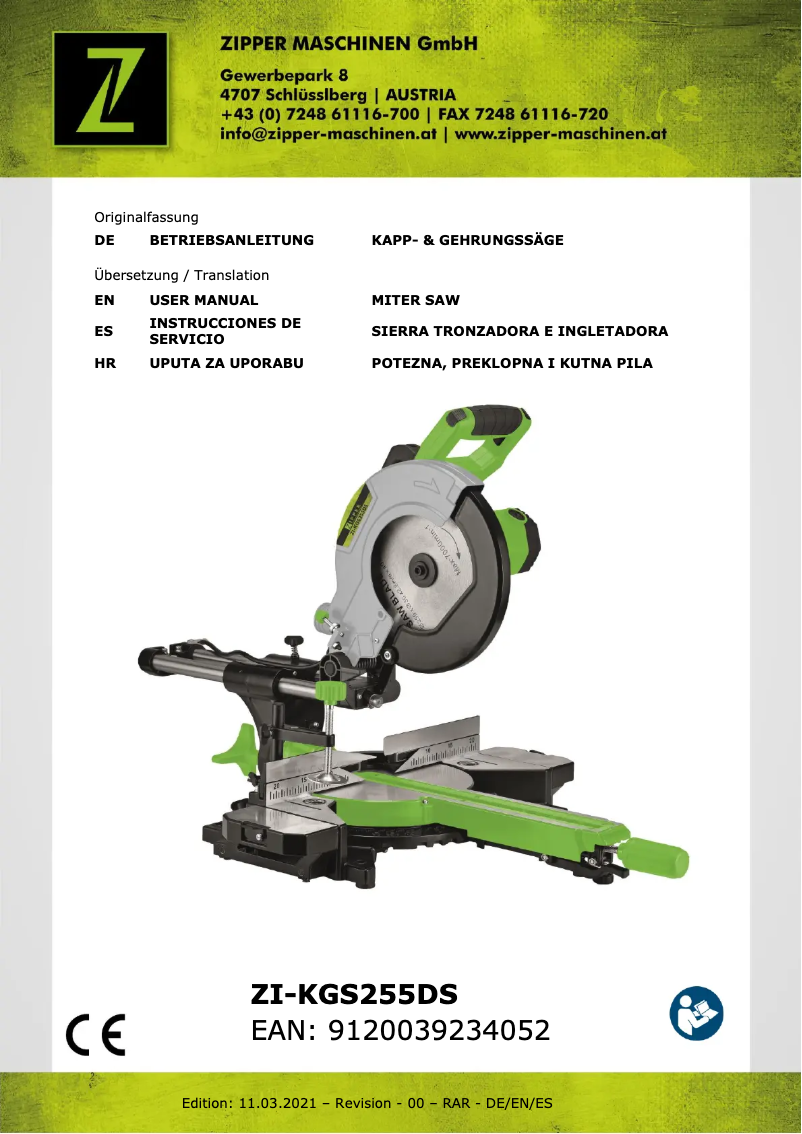 Imagen de la primera página del manual del dispositivo ZI-KGS255DS