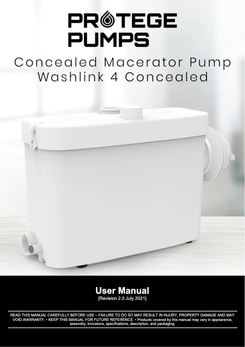 Imagen de la primera página del manual del dispositivo Washlink 4 Concealed