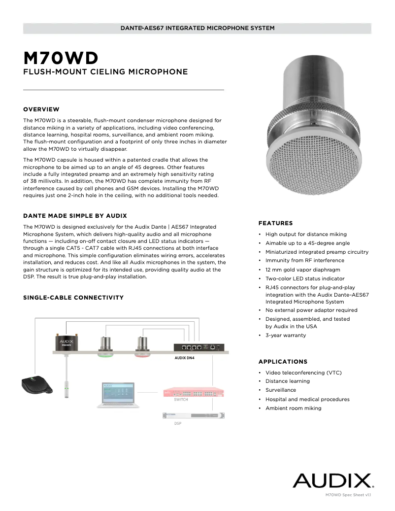 Página nº 1 - Ficha técnica Audix M70