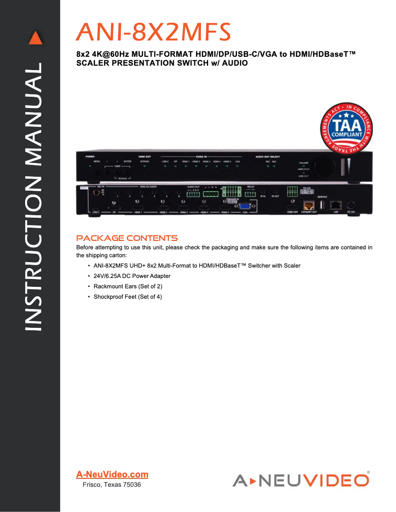 Página nº 1 - Manual de usuario A-NeuVideo ANI-8X2MFS