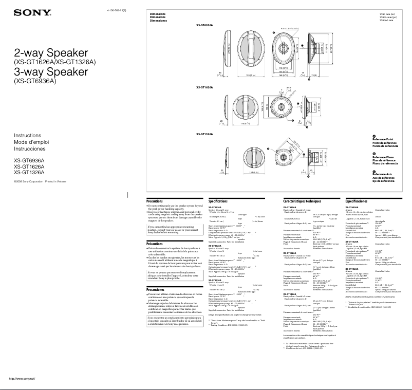 Página nº 1 - Manual de usuario Sony XS-GT1326A
