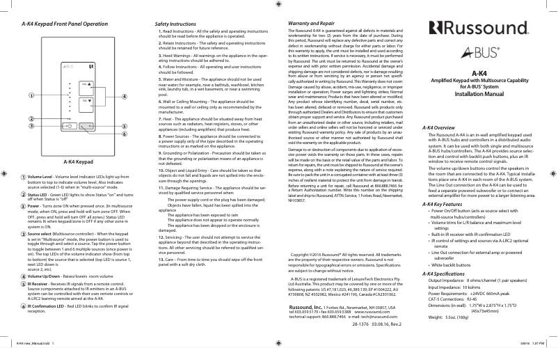 Imagen de la primera página del manual del dispositivo A-K4