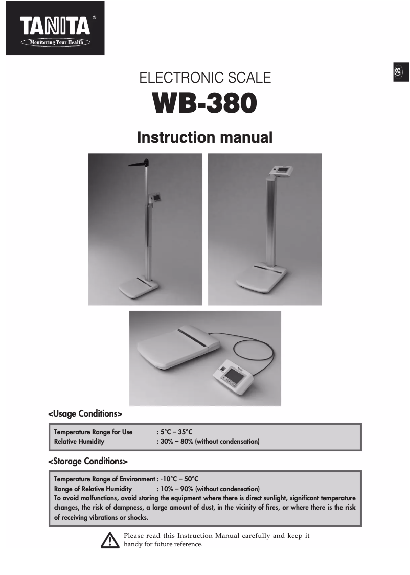 Página 1 del manual Manual de usuario Tanita WB-380