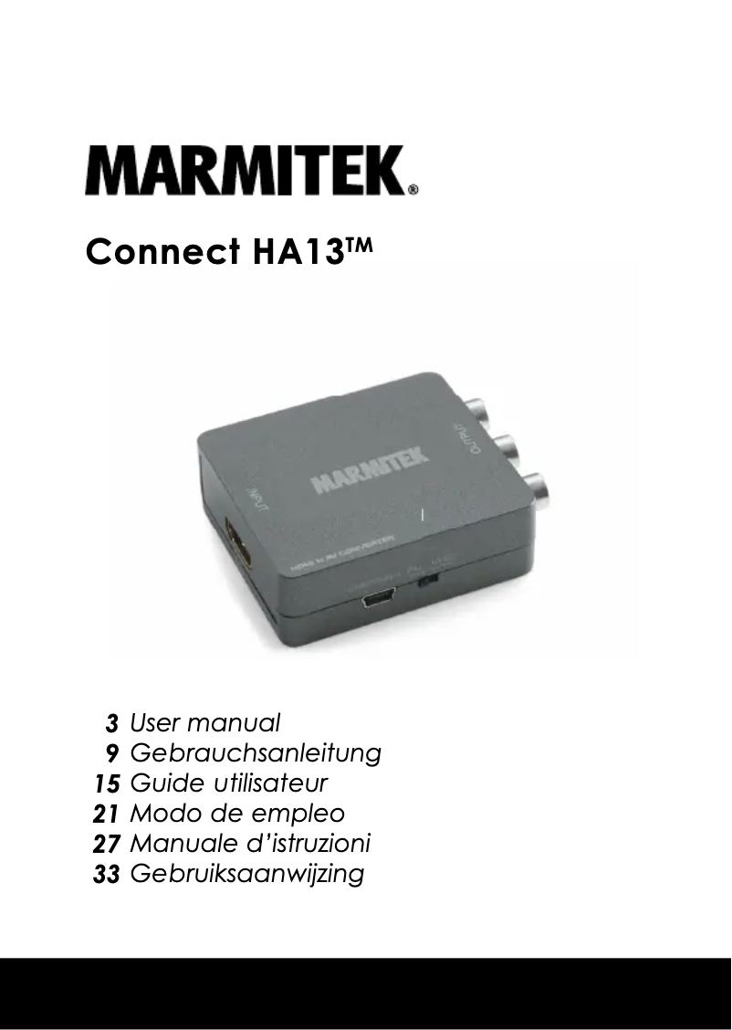 Imagen de la primera página del manual del dispositivo Connect HA13