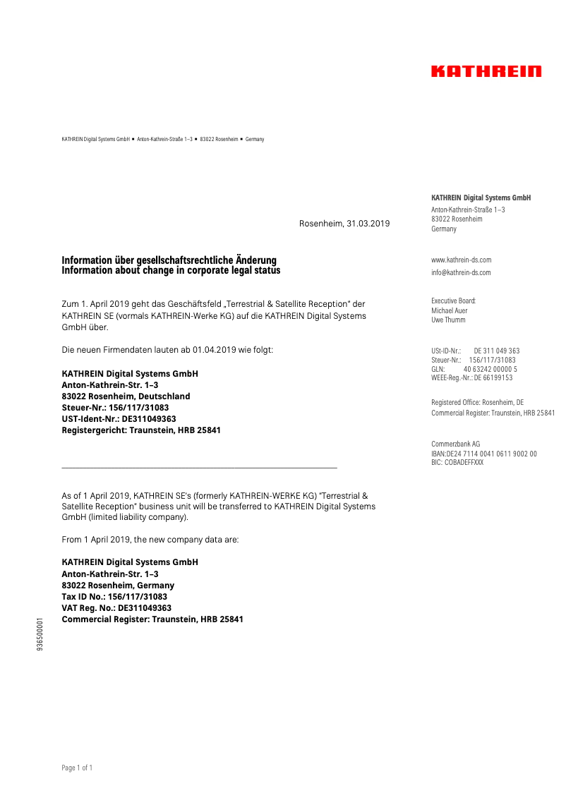 Página 1 del manual Ficha técnica Kathrein UFO 87/CI