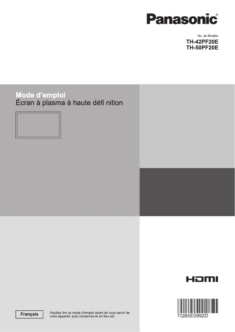 Imagen de la primera página del manual del dispositivo TH-50PF20E