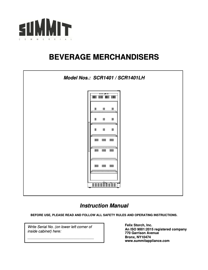 Página 1 del manual Manual de usuario Summit SCR1401