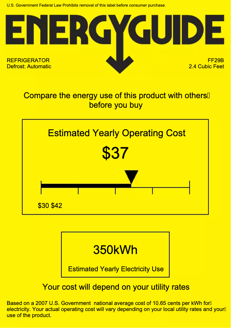 Página 1 del manual Etiqueta energética Summit MRF29