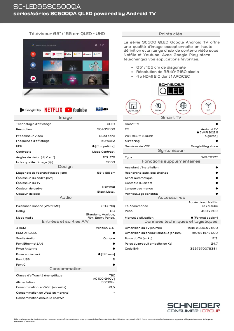 Imagen de la primera página del manual del dispositivo SC-LED65SC500QA