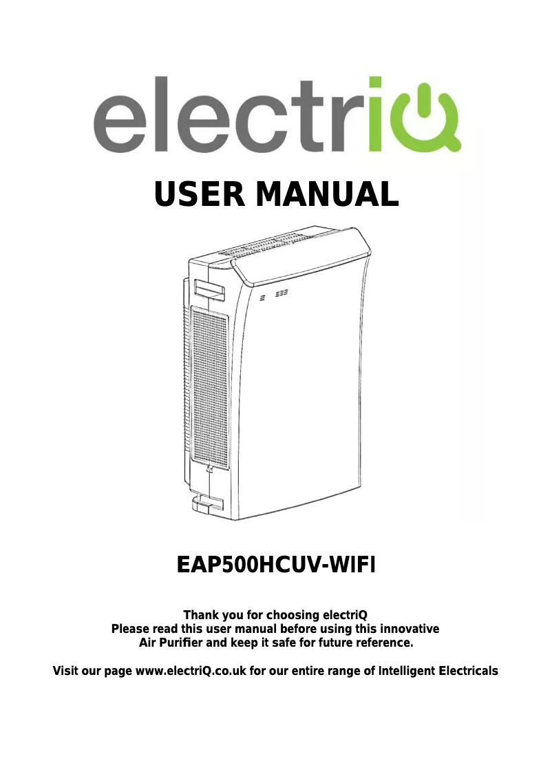 Página 1 del manual Manual de usuario ElectriQ EAP500HCUV-WIFI