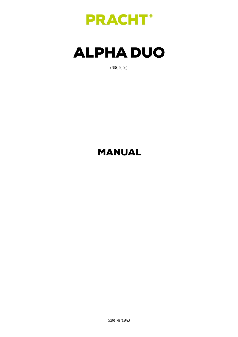 Imagen de la primera página del manual del dispositivo Alpha Duo