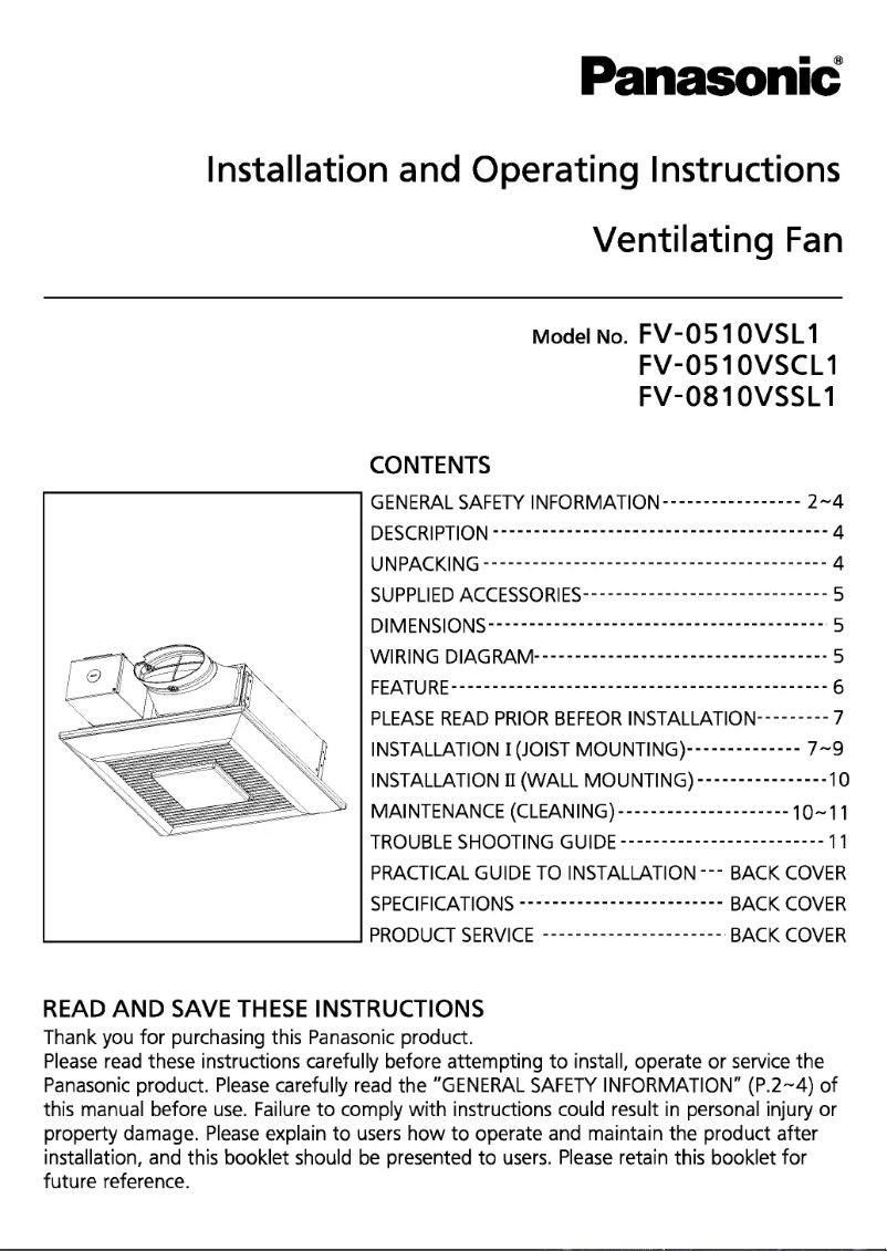 Imagen de la primera página del manual del dispositivo FV-0510VSL1