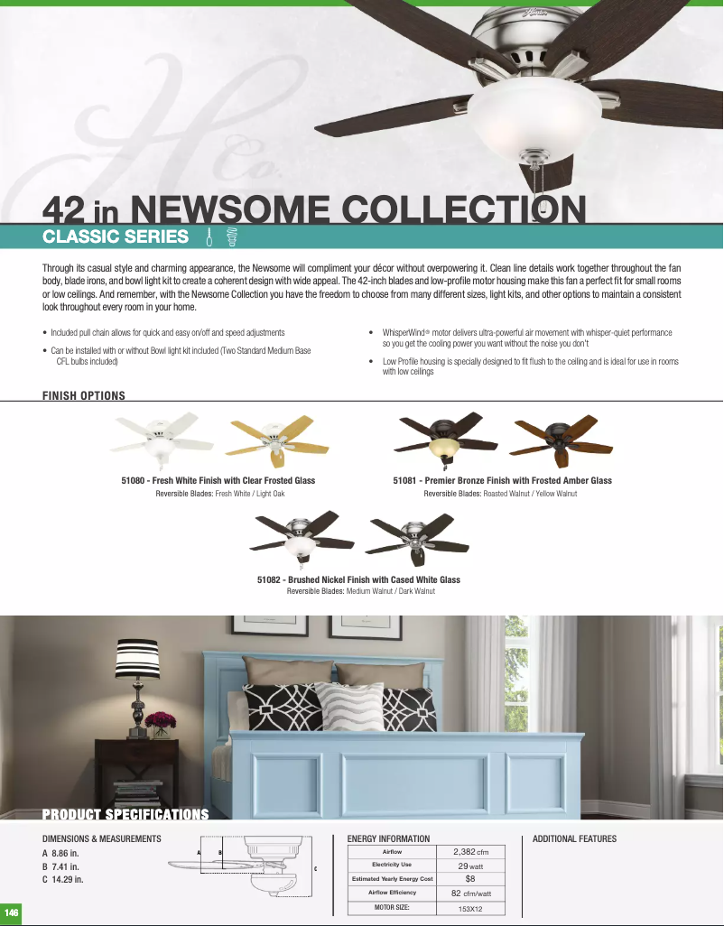 Página 1 del manual Ficha técnica Hunter Newsome 51081