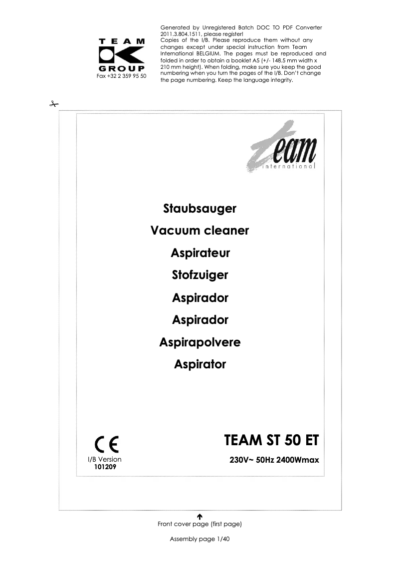 Imagen de la primera página del manual del dispositivo ST 50