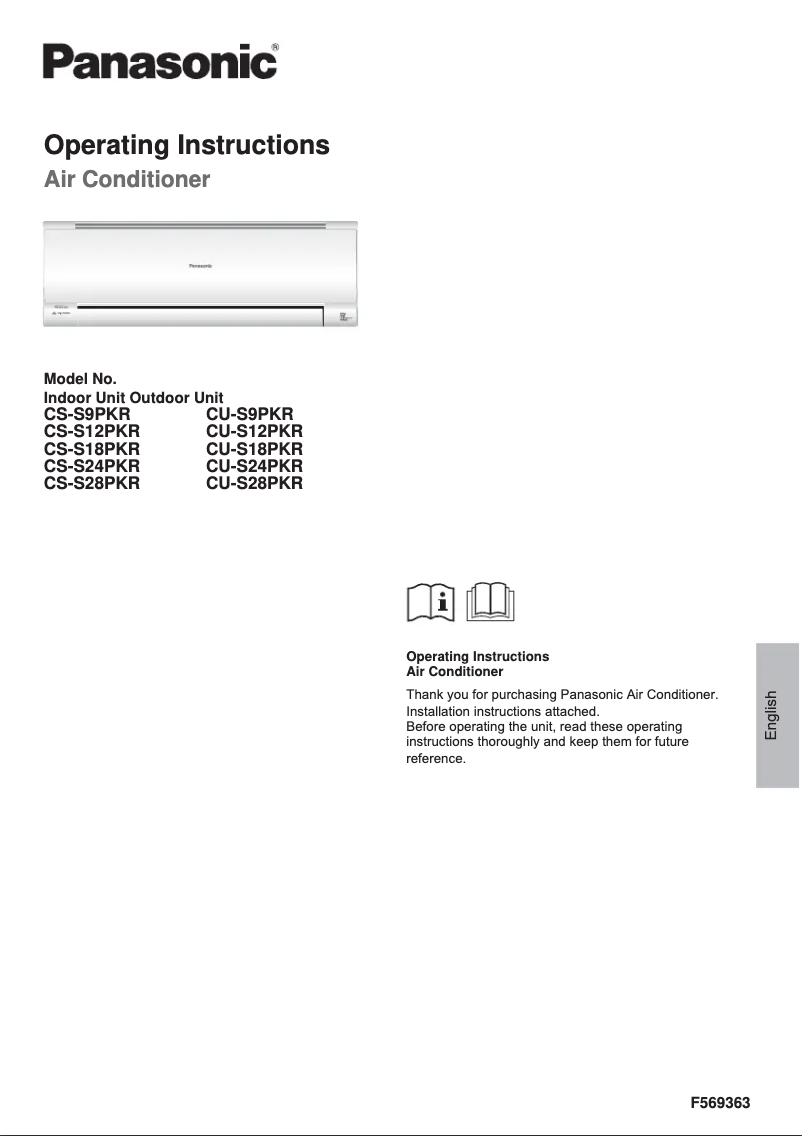 Página 1 del manual Manual de usuario Panasonic CU-S28PKR