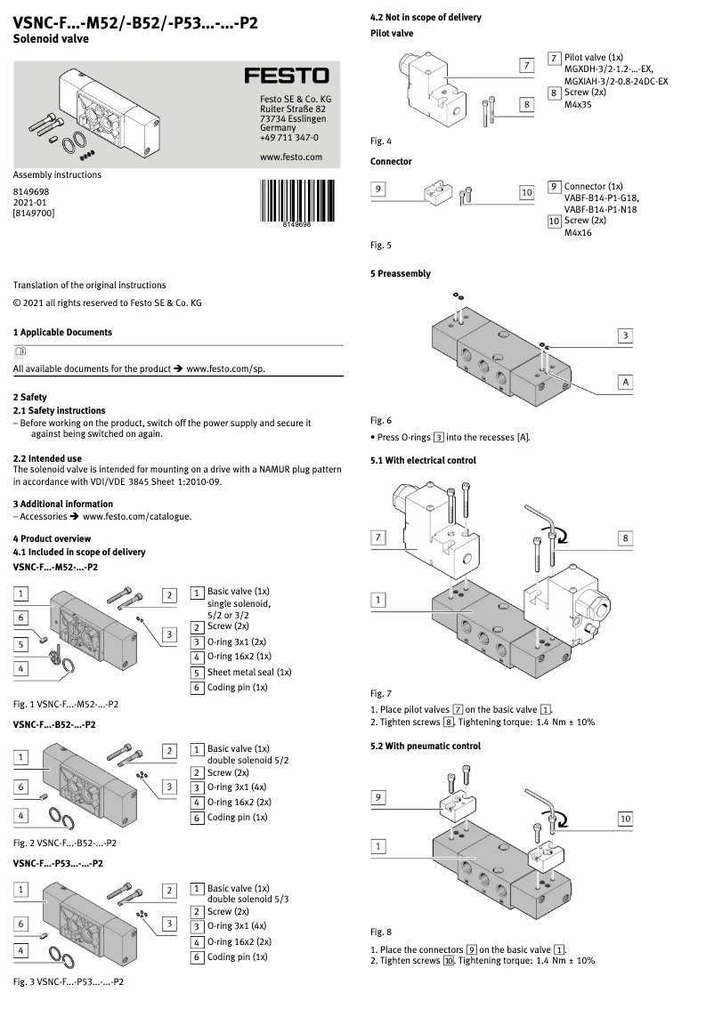 Imagen de la primera página del manual del dispositivo VSNC