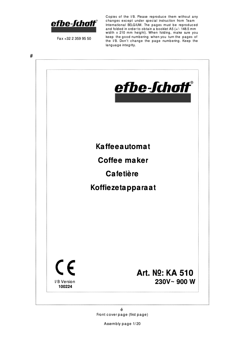 Página nº 1 - Manual de usuario Efbe-Schott KA 510