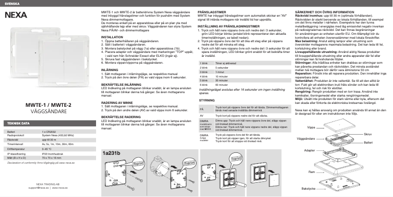 Imagen de la primera página del manual del dispositivo MWTE-1