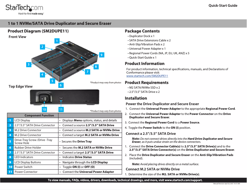 Imagen de la primera página del manual del dispositivo SM2DUPE11