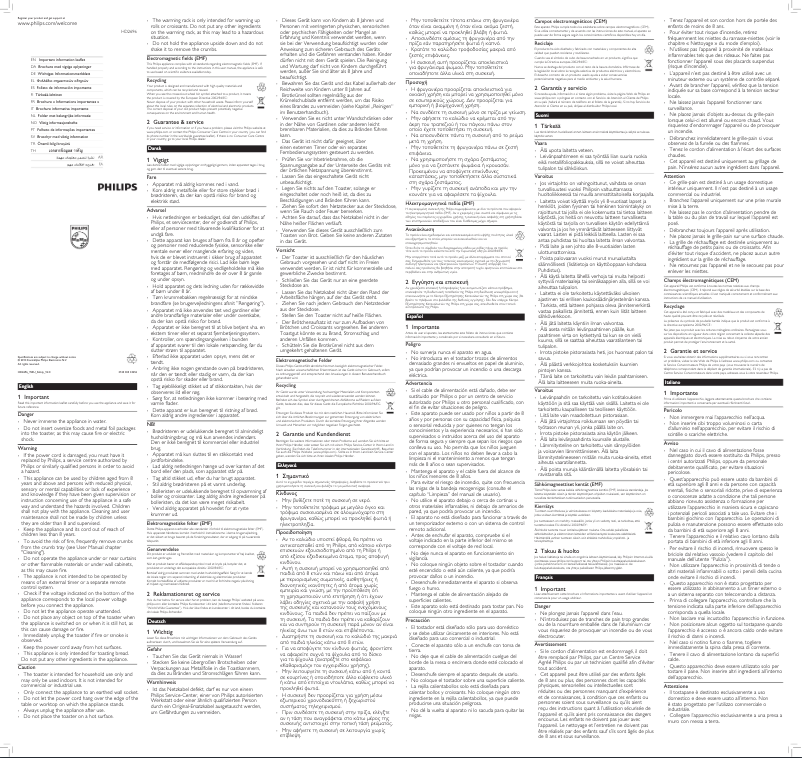 Imagen de la primera página del manual del dispositivo Avance Collection HD2696