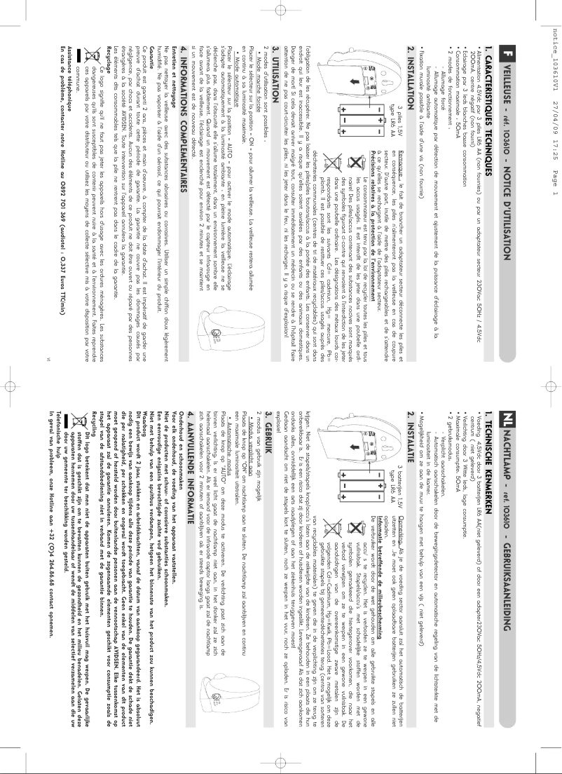 Imagen de la primera página del manual del dispositivo 103610