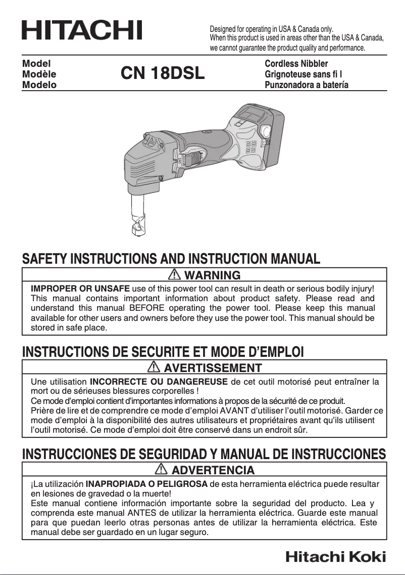 Página 1 del manual Manual de usuario Hitachi CN 18DSL