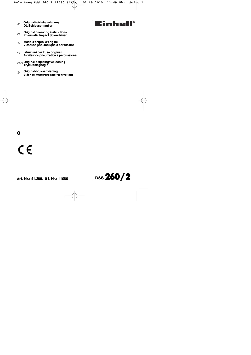 Página 1 del manual Manual de usuario Einhell DSS 260/2 DL