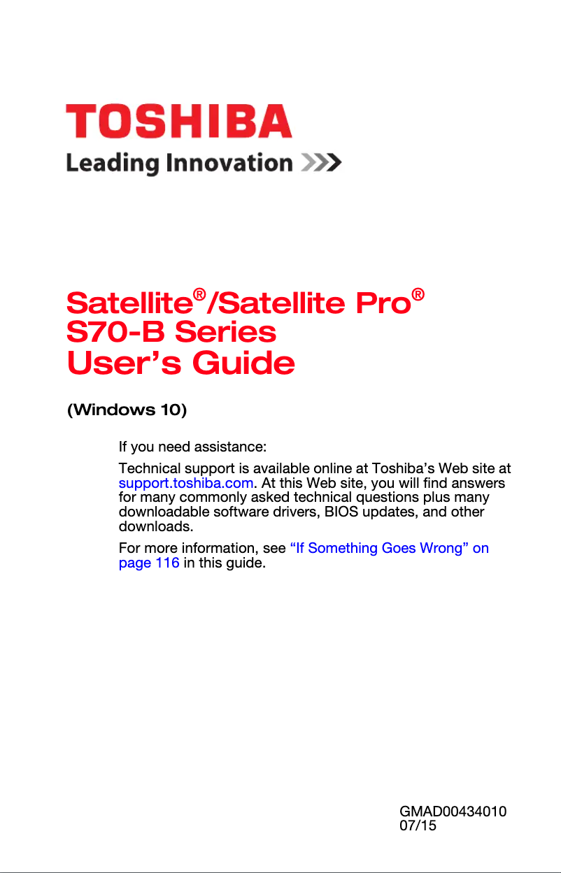 Imagen de la primera página del manual del dispositivo Satellite Pro S70