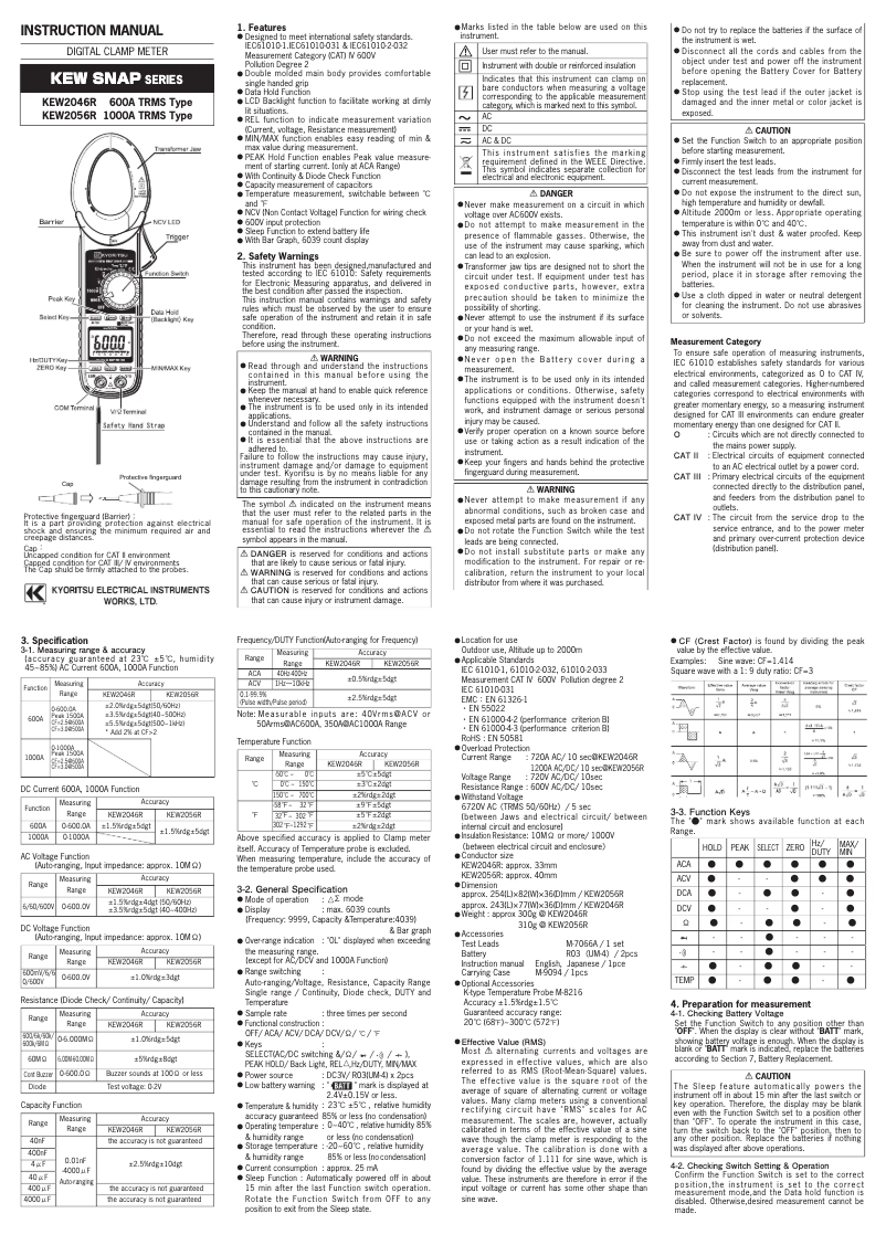 Página 1 del manual Manual de usuario Kyoritsu KEW-2046R