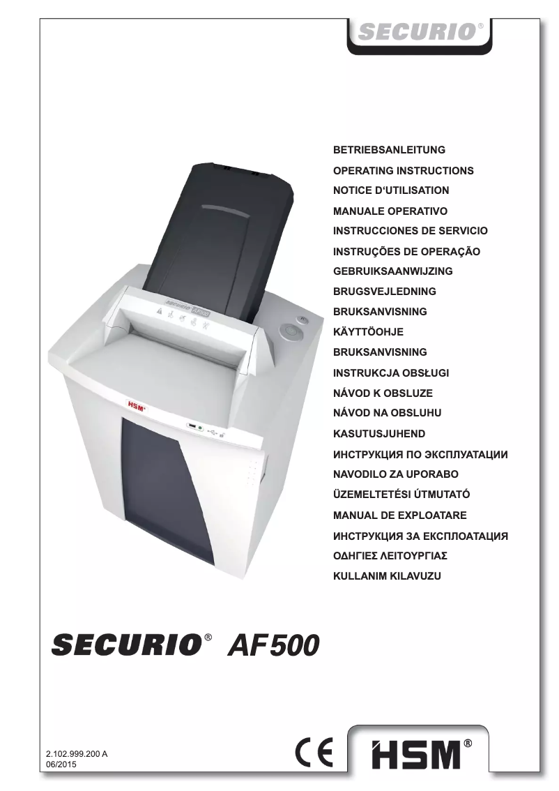 Imagen de la primera página del manual del dispositivo SECURIO AF500