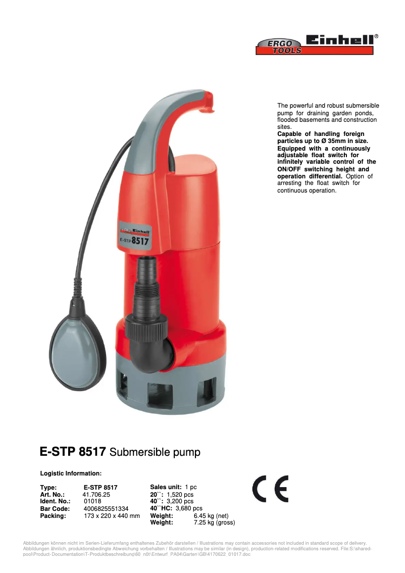 Página nº 1 - Manual de usuario Einhell E-STP 8517