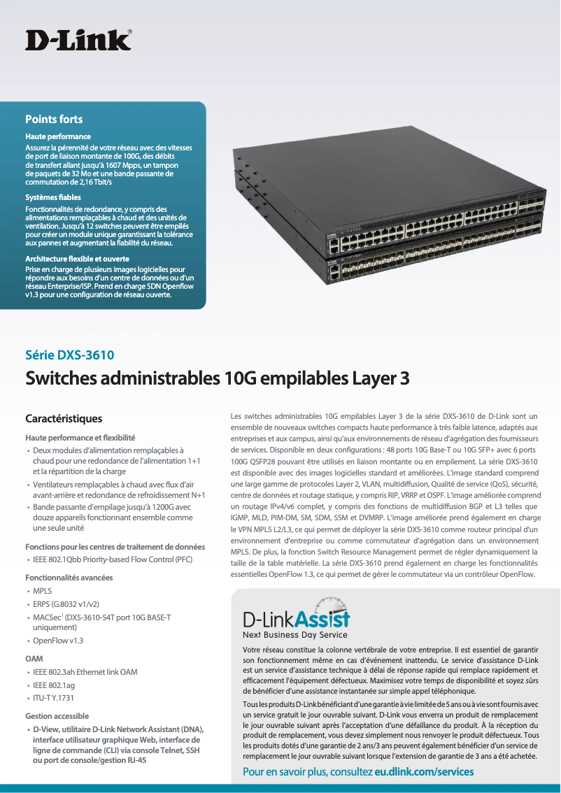 Página 1 del manual Ficha técnica D-Link DXS-3610-54S