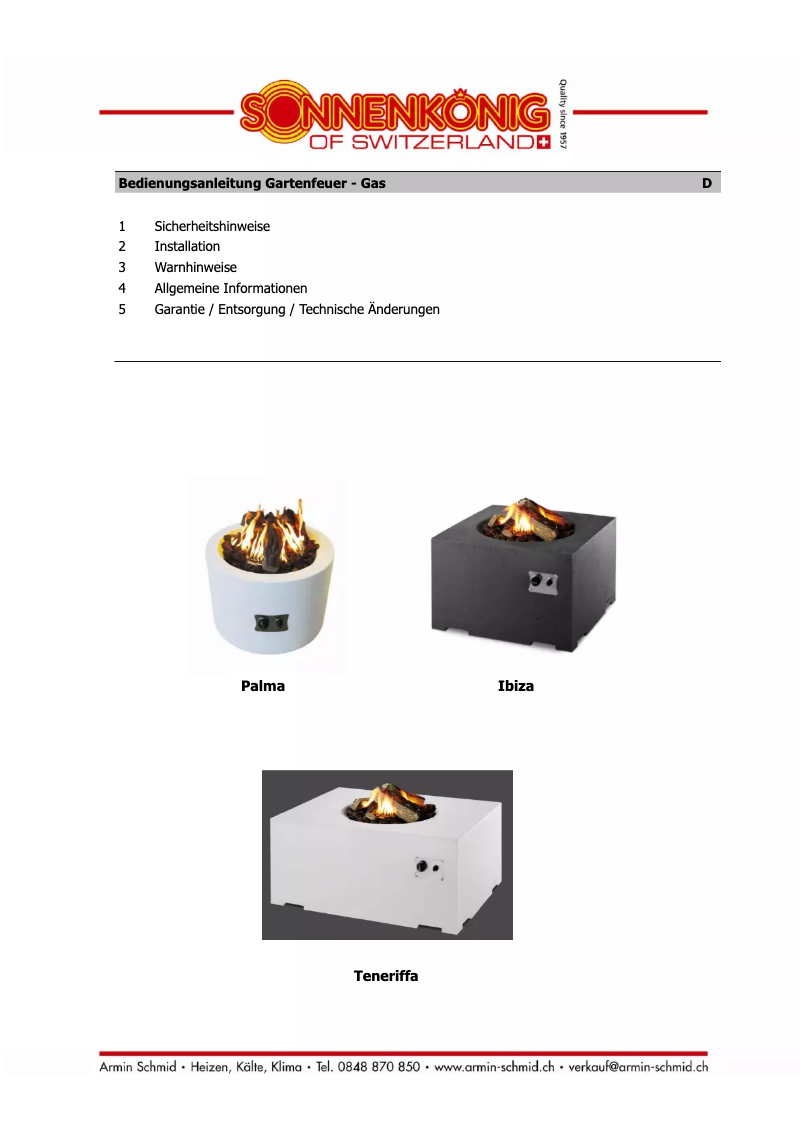 Página 1 del manual Manual de usuario Sonnenkönig Ibiza