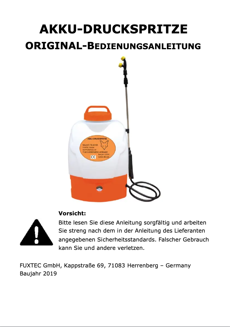 Imagen de la primera página del manual del dispositivo FX-AD18