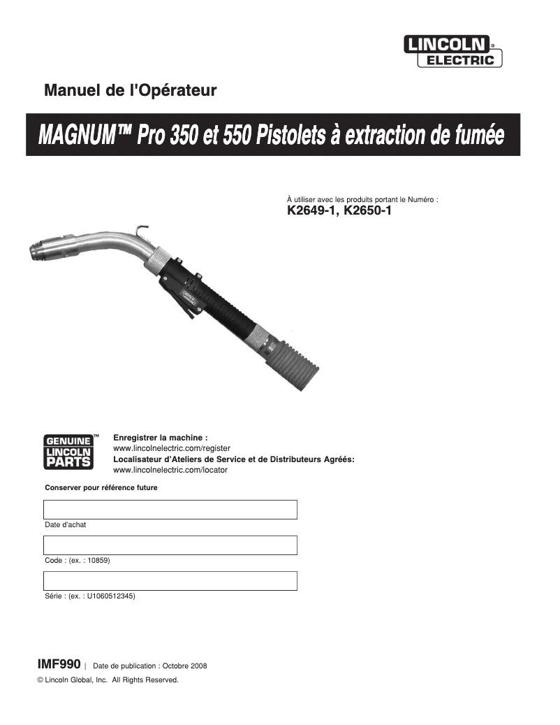 Página nº 1 - Manual de usuario Lincoln Electric Magnum PRO