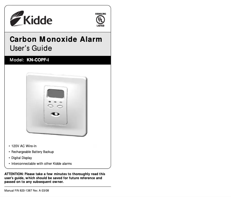 Página 1 del manual Manual de usuario Kidde KN-COPF-i