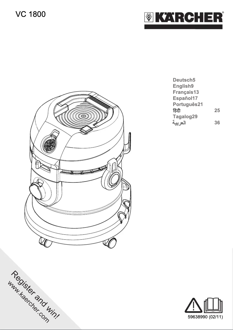 Página 1 del manual Manual de usuario Kärcher VC 1800