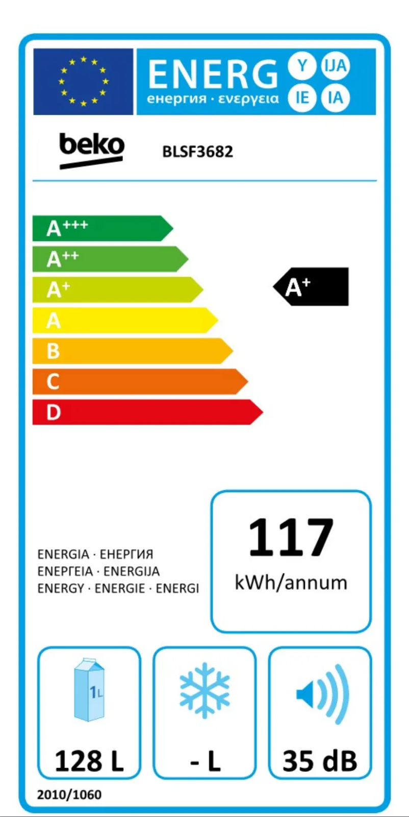 Página 1 del manual Etiqueta energética Beko BLSF3682