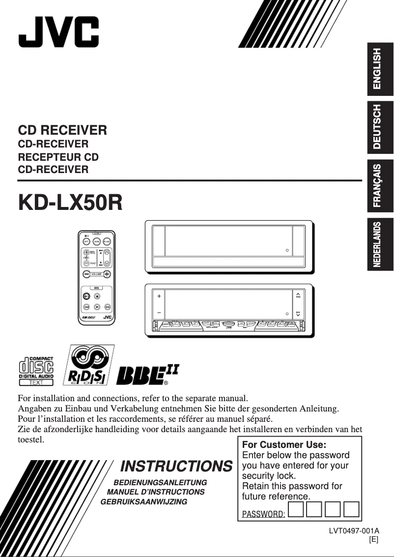 Imagen de la primera página del manual del dispositivo KD-LX50R